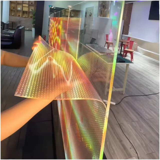 LED Flexible Phantom Film Screen P6 P8 P10 Transparent Crystal Panel OEM 1 Year Indoor Shopping Mall Education Elevator Remote