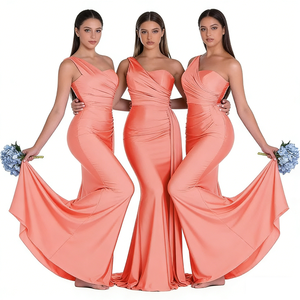 <span class=keywords><strong>Robe</strong></span> de soirée sirène moulante en satin corail à une épaule avec fente haute pour femme, <span class=keywords><strong>robe</strong></span> de <span class=keywords><strong>demoiselle</strong></span> <span class=keywords><strong>d</strong></span>'<span class=keywords><strong>honneur</strong></span> pour fête et gala - Product Image 4