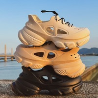 Sandales de plage pour hommes à semelle épaisse antidérapante, respirantes, sportives, à bout fermé, printemps-été, semelle intermédiaire en EVA, dessus en PU