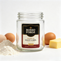 Étiquettes alimentaires personnalisées en rouleau, étiquettes pour pots de sauce tomate Rosso Forge Premium, étiquettes adhésives synthétiques imperméables pour bouteilles en verre