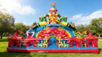 DFRL Château Gonflable Commercial avec Toboggan pour Parc d'Attractions, Matériau PVC 0,55 mm, Capacité 1500 kg, Garantie 3 Ans, Installation Facile - Vente Chaude