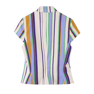 TAOP&ZA Nouvelle Collection Été 2026 – Top <span class=keywords><strong>Femme</strong></span> Tendance Coupe Trapèze Rayé avec Nœud et Boutons, Col Montant, <span class=keywords><strong>Manches</strong></span> <span class=keywords><strong>Courtes</strong></span> 2969329 2976329 - Product Image 2