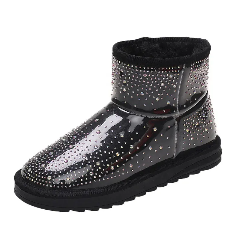 Designer Snow Boots High Quality Wholesale Fashion Bows Rhinestones Bling Bling Fur One Winter Fur Snow Boots For Women