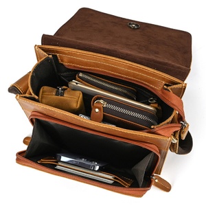 Men's Genuine Leather Vintage Style Waterproof Crossbody Shoulder Crazy Horse iPad Bag with Candy Pattern 12inch-Exclusively - Product Image 5