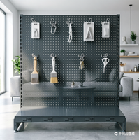 Étagères gondoles modernes personnalisées pour charges légères, présentoirs métalliques perforés, rayonnages de supermarché sans boulons pour outils et quincaillerie