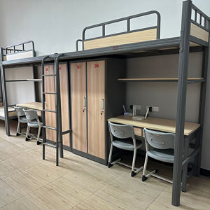 Металлическая двухъярусная кровать с местом для хранения – компактный дизайн для детской спальни, школьного общежития - Product Image 3