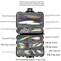 Boîte de rangement pour leurres en plastique, accessoire de pêche, double couche, portable, pour leurres souples artificiels, paillettes, leurres minnows, têtes de jig