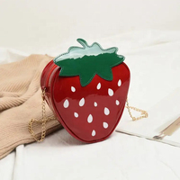 Mini bolsos bonitos para mujer, monederos femeninos de fresa personalizados, forma de bolso informal con cierre abierto y forro de poliéster