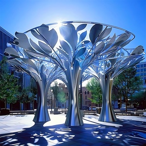 Nuevo Modelo 2025: Escultura de Paisaje de Árbol Dinámico Iluminado de Acero Inoxidable para Exteriores, Instalación Artística Personalizada de Fábrica - Product Image 3