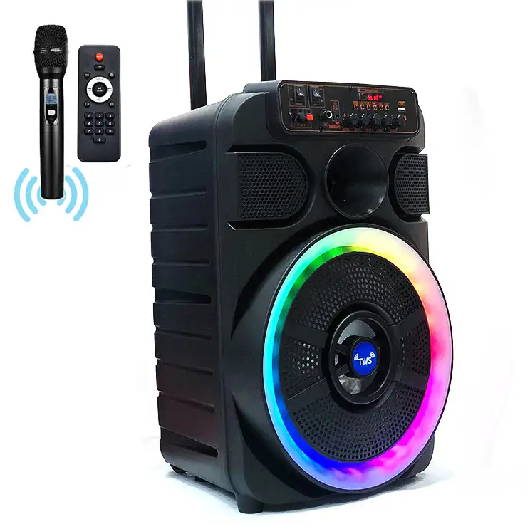 Home Radio Dj Sound Box Bass altoparlanti Woofer Bluetooth portatili da 12 pollici scatola per feste Karaoke Disco lampeggiante carrello altoparlante