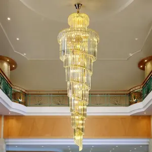 Gran candelabro de techo de cristal de lujo, lámpara colgante grande, escalera y LED imperial para casa, villa, hotel, vestíbulo, decoración de salón