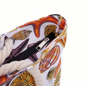 Sac de plage et de voyage grande capacité pour femme, style océan, avec poignée en corde de coton, vente en gros usine - Product Image 5