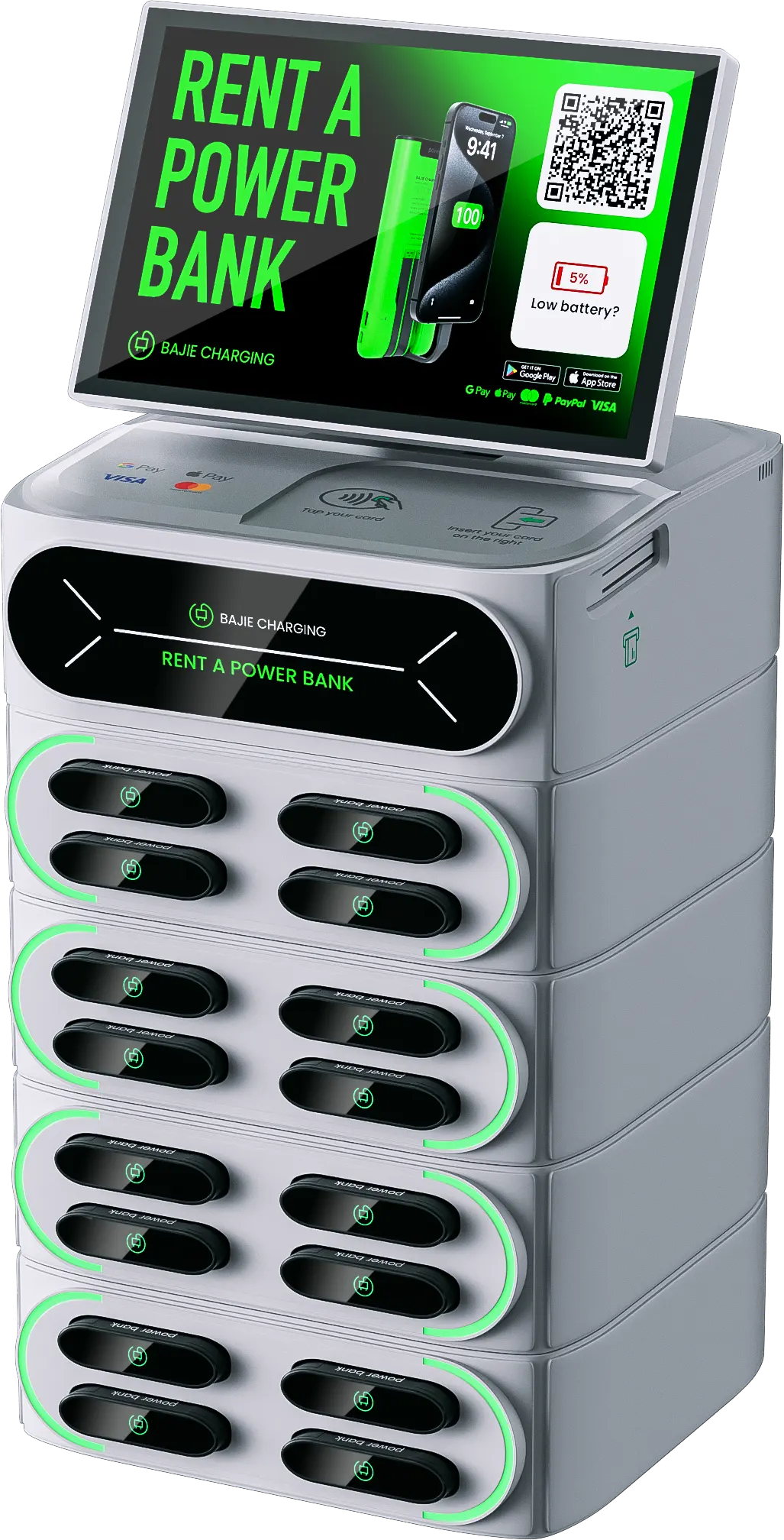 16 Slots Touch-Screen Integrated Stackable Power Bank Vending Machine Sharing Power Bank Rental Station Share Charging Station