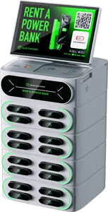 Máquina de venda automática empilhável integrada Power Bank, 16 compartimentos, estação de aluguel, compartilhamento rápido, estação de carregamento Powerbank