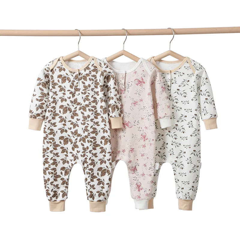 MU Baby clothes spring and autumn one-piece romper romper newborn base coat men and women baby pajamas wrap feet monk clothes