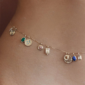 Gemnel Colgante Ovalado de Plata de Ley 925 con Lapislázuli, Ojo de Tigre, Perla y Circonita, Grabable, Joyería Espiritual para Mujer - Product Image 2