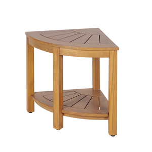 [BeNK] Banc de douche d'angle avec étagère de rangement en bois d'acacia, tabouret de douche résistant à l'eau pour douche intérieure et extérieure - Product Image 2