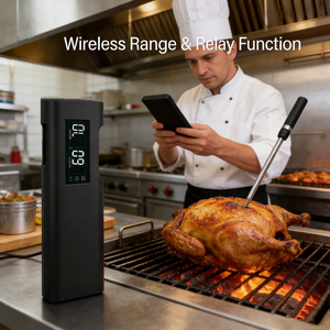 Large Metal Digital Oven &amp; BBQ Meat Probe <strong>Thermometer</strong> with App Control <strong>Bluetooth</strong> IP68 Waterproof LCD Display 1 Second Refresh - Product Image 1