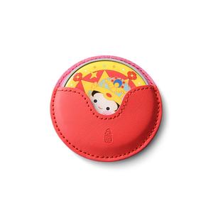 Sublimation <b>Small</b> Metal CMYK Epoxy Logo Gold Compact Circle <b>Mirror</b> with PU Leather Bag - Product Image 3