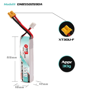 Batería LiPo GNB GAONENG 2S 550MAH 7.4V 90C XT30 para Mini Dron FPV, Helicóptero, Mini Micro Dron FPV Freestyle, Coche RC 2S1P XT30 - Product Image 2