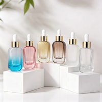 Flacon compte-gouttes plat en verre de luxe 30ml 50ml avec bouchon doré, personnalisable avec logo estampé à chaud, pour diffuseur de parfum et cosmétiques essentiels