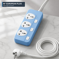 Multiprise industrielle universelle en cuivre à 3 prises, rallonge multicolore avec USB-C et 2 ports USB à charge rapide, interrupteur principal pour la maison