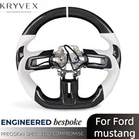 Volante Deportivo Kryvex para Mustang 2015-2023, Personalizado en Fibra de Carbono y Cuero, Estilo Deportivo, con LED, para Autos Deportivos