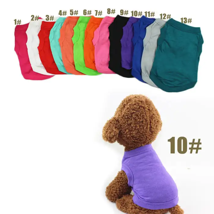 Qbellpet เสื้อยืดสำหรับสุนัขสีพื้นผ้าคอตตอน100% แบบเรียบสำหรับฤดูร้อน