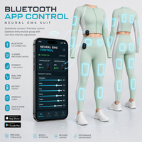 Ensemble 2 pièces de combinaison de fitness intelligente EMS haut de gamme, 18 électrodes, lavable en machine, étanche, écologique, pour sculpter le corps, portable