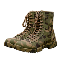 Bottes tactiques d'extérieur montantes camouflage en toile à lacets antidérapantes respirantes pour l'entraînement toutes saisons
