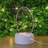 Lampe de chevet LED RGB 16 couleurs à télécommande, panneau acrylique vierge DIY, prise USB, base ABS, pour décoration intérieure