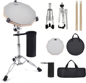 Kit de Pad de Práctica de Batería con Altura Ajustable - Set Todo en Uno para Casa, Escuela y Viajes con Soporte, <span class=keywords><strong>Baquetas</strong></span> y Estuche de Transporte - Product Image 1