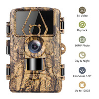 Caméra extérieure étanche 60MP 8K HD WIFI avec vision nocturne infrarouge et angle de détection de 120° pour la chasse et l'observation des animaux forestiers