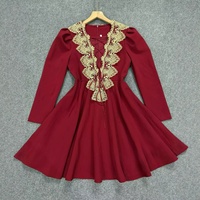 Robe Courte Sexy Femme Printemps-Été, Mini-Robe Bandage à Manches Longues, Col en V, Dentelle, Nœud Croisé sur le Devant, Coupe Évasée, pour Soirée