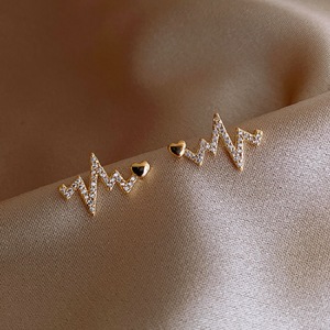 Mignon battement de coeur boucles d'oreilles <span class=keywords><strong>ECG</strong></span> médical romantique coeur boucles d'oreilles infirmière médecin tenue quotidienne bijoux cadeau - Product Image 3