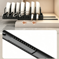 Organisateur de casseroles et poêles coulissant réglable pour armoire, étagère à vaisselle avec séparateurs amovibles, support de rangement en métal pour ustensiles de cuisine