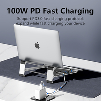 Station d'accueil portable 7-en-1 en aluminium avec support USB-C vers HDTV, RJ45, SD, TF, Hub USB 3.0 5 Gbps et Hub PD 7 ports pour ordinateur portable