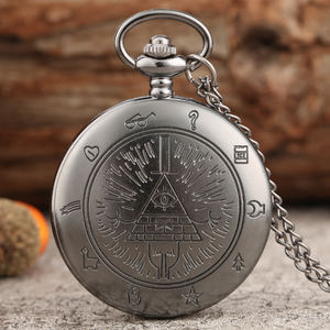 Antique Quartz Gravity Fall Bill Cipher Time Gem Collier Montre de poche Bizarre Town Triangle One-Eyed Devil Pendentif Chaîne - Product Image 5