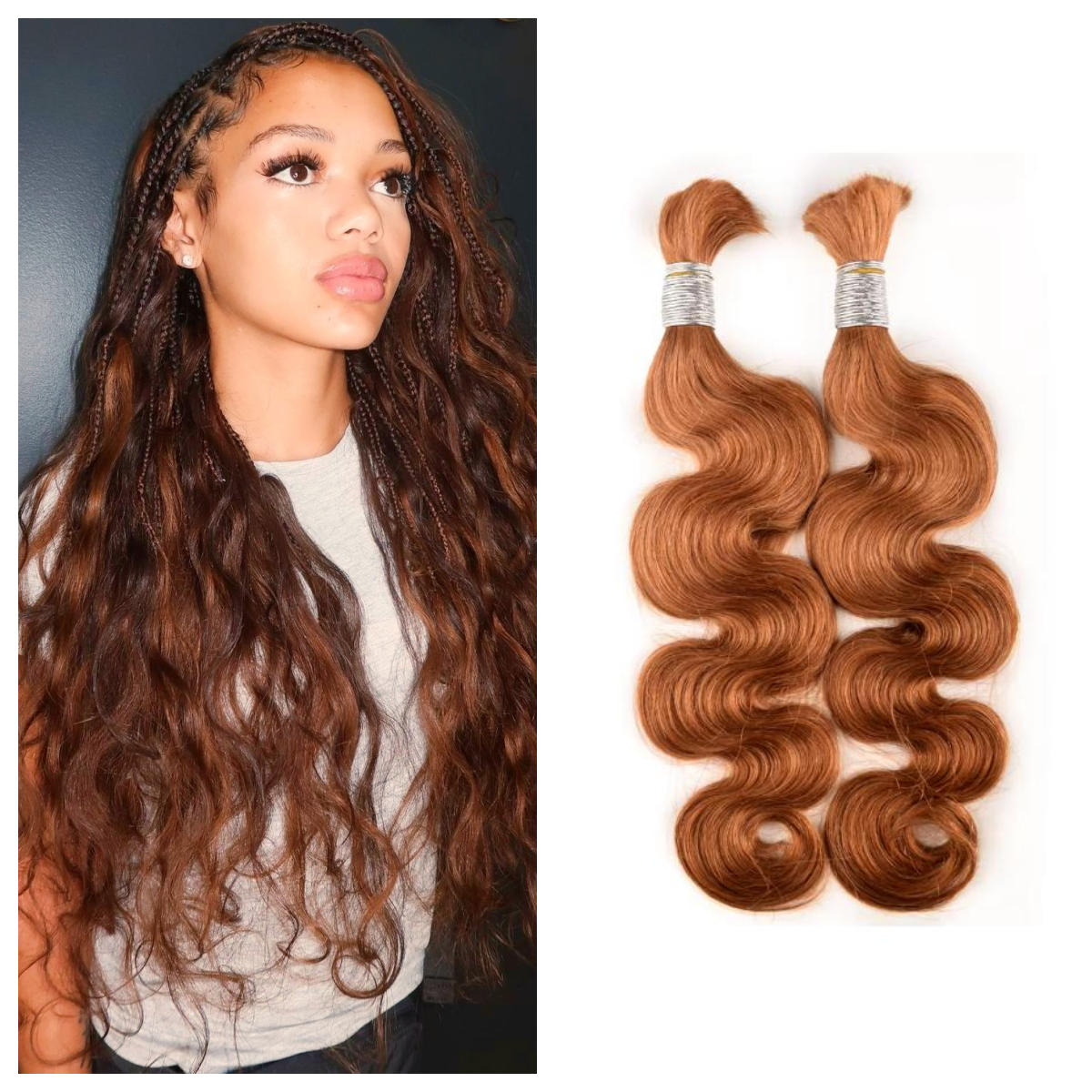 KAMA Boho Bulk Remy Indian Human Braids Body Wave Hair Extensions Machine Double Weft Customizable Length