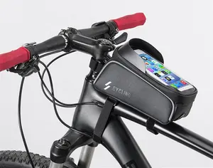 Waterproofblack Cycling phone bag wholesale handlebar bag bicycle tool front frame bag for bike mobile phone