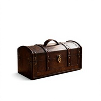 Coffre en bois brun antique rectangulaire vintage pour le rangement de bijoux, organisateur de bureau, décoration rétro pour la maison - Écologique et multifonctionnel