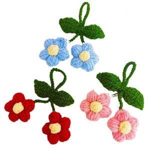 Blossom Crochet Charm Handmade Flower Keychain Bag Decor DIY Puff Flower Hanging Ornament <b>Gift</b> for Her - Product Image 1