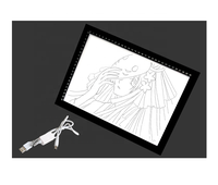 Boîte à lumière LED A4 pour artiste, tatouage, bricolage, rectangle, gradation progressive, alimentation USB, noir, pour l'école, le dessin artistique, cadre en aluminium