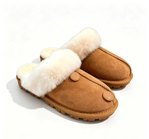 Bottes de neige pour femmes, bottes d'hiver en peau de mouton, à enfiler, doublées de peluche, bout fermé, semelle en caoutchouc antidérapante, chaussures plates de couleur unie - Product Image 5