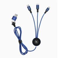 Kabel Pengisi Daya Nylon Kepang 5-in-1 1.2M dengan Logo LED 2 hingga 3 Warna, Hadiah Promosi, Kabel Data Multifungsi dengan Kotak Hadiah, Logo Custom