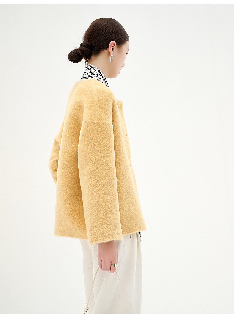 [100% Su Li Alpaca] Cashmere Coat Women's High-Grade Clothing Wholesale Small Short New