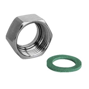 Écrou en laiton de 1/2 pouce au design moderne pour tuyaux d'eau Aton, finition chromée, plomberie flexible pour salle de bain - Product Image 1