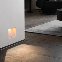 Lumière d'escalier murale encastrée LED d'intérieur avec cadre sans cadre, puissance 3 watts, blanc chaud, contrôle par capteur, lumières d'escalier