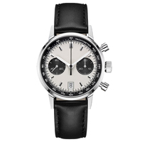 Montre antique avec bracelet en cuir rose glamour personnalisé avec logo, boîtier en acier inoxydable or rose et mouvement chronographe U3009