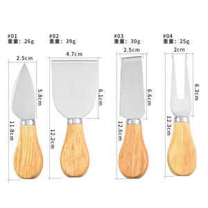 Juego de cuchillos para queso de acero inoxidable, 4 piezas con mango de madera, espátula duradera para cortar queso, herramientas para hornear para uso en la cocina - Product Image 1